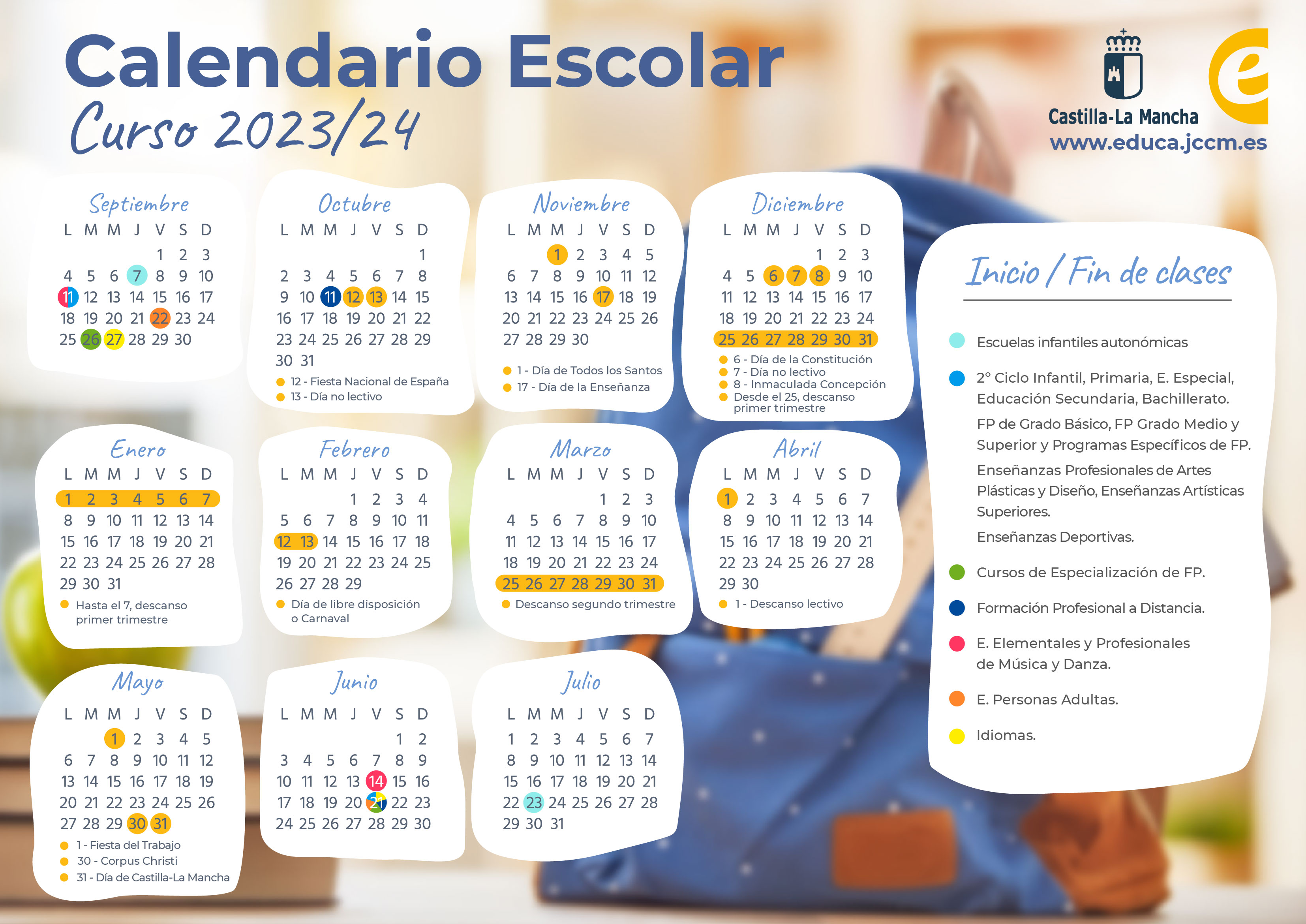 Calendario Escolar 20232024 CEIP El Quiñón, Seseña (Toledo)